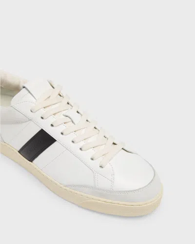 Tom Ford Panelled Suede And Grained Leather Sneakers In White