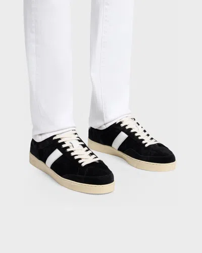 Tom Ford Blake Sneakers Suede Upper Contrast Stripe Rubber Sole In Black