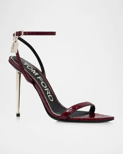 Tom Ford Red Ankle-strap Heels In Brown
