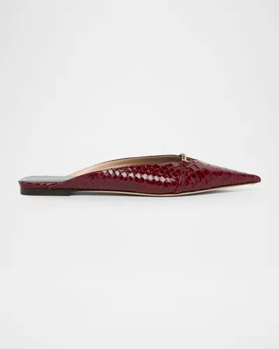 Tom Ford Julianne Patent Python-printed Mules In Brown