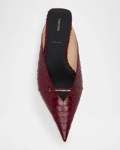 Tom Ford Julianne Patent Python-printed Mules In Brown