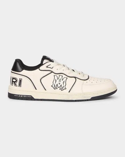 Amiri Newport White Sneakers Low Top With Logo Patch On The Side And Contrasting Heel With Leather Logo Le In White
