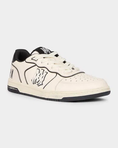 Amiri Newport White Sneakers Low Top With Logo Patch On The Side And Contrasting Heel With Leather Logo Le In White