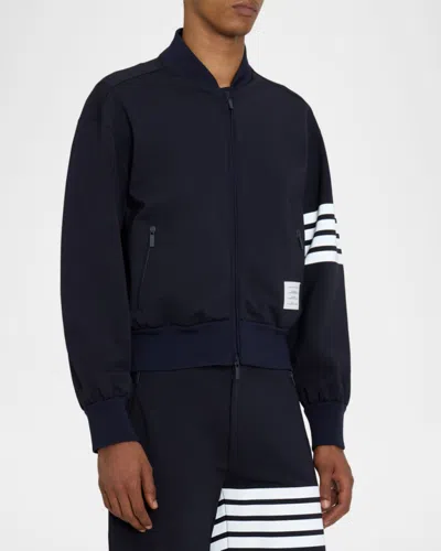 Thom Browne Tech Viscose Bomber Jacket In Blue