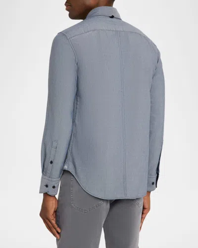 Rag & Bone Tomlin Stretch Dobby Button Front Shirt In Blue