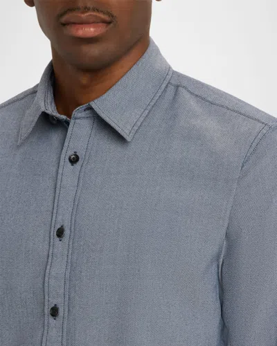 Rag & Bone Tomlin Stretch Dobby Button Front Shirt In Blue