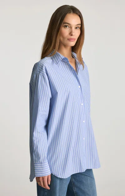 Mavi Oversized Button-up Shirt In Navy Stripe In White