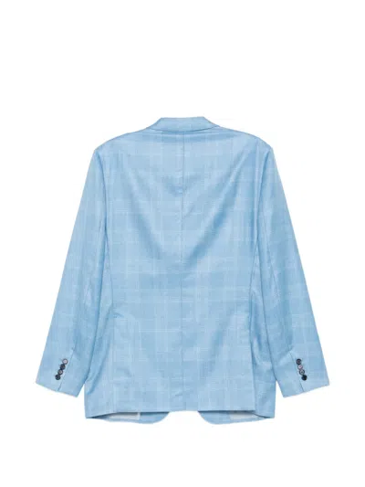 Brioni Ravello Check-pattern Jacket In Blue