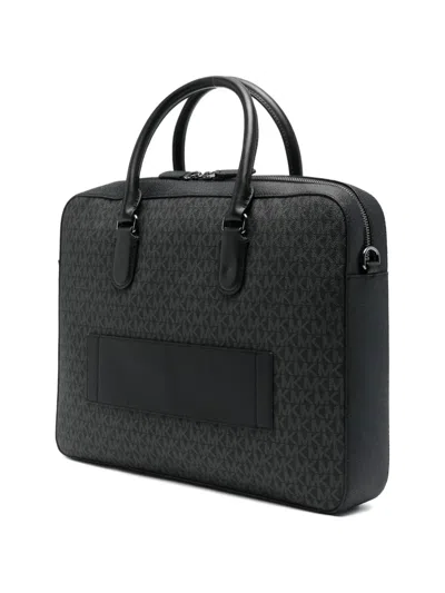 Michael Kors Logo Print Top Handle Bag With Adjustable Shoulder Strap In Black
