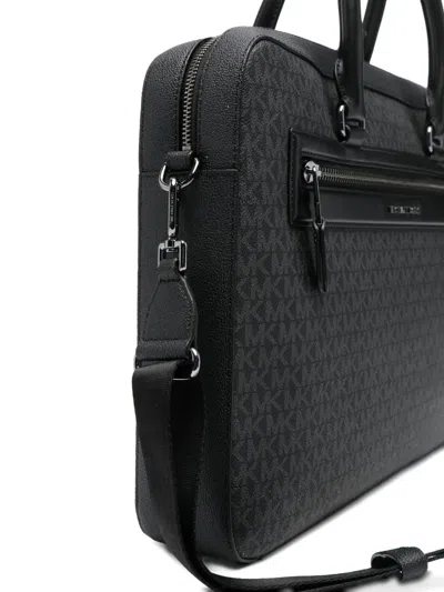 Michael Kors Logo Print Top Handle Bag With Adjustable Shoulder Strap In Black