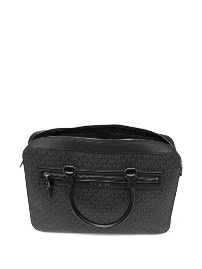 Michael Kors Logo Print Top Handle Bag With Adjustable Shoulder Strap In Black