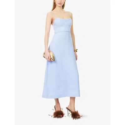 Zimmermann Kindred Spirit Luna Linen Midi Dress In Pattern