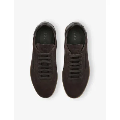 Zegna Suede Low Profile Sneakers Rubber Sole In Brown