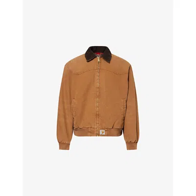 Carhartt Og Santa Fe Zip Corduroy-collar Jacket In Brown