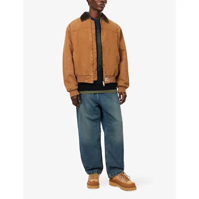 Carhartt Og Santa Fe Zip Corduroy-collar Jacket In Brown