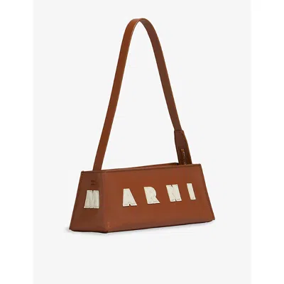 Marni Womens Zo722 Museo Leather Baguette Shoulder Bag In Brown
