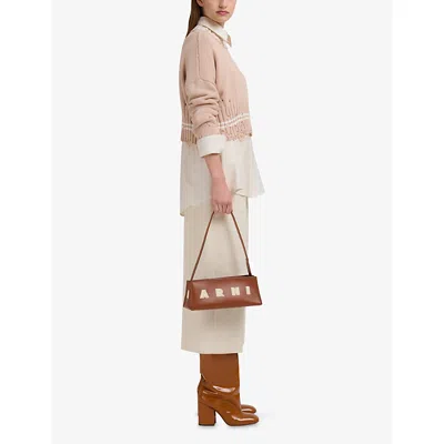 Marni Womens Zo722 Museo Leather Baguette Shoulder Bag In Brown