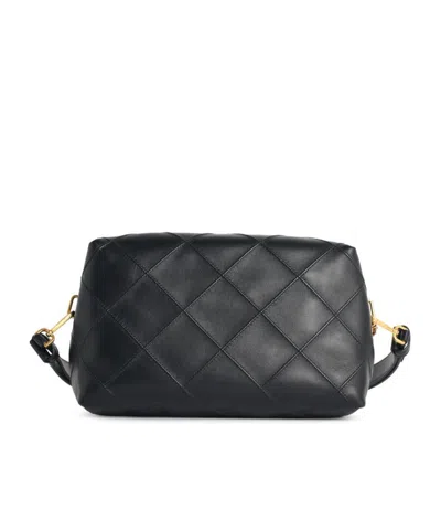 Tory Burch Fleming Black Diamond Quilted Shoulder Bag With Chain-link Shoulder Strap In Leather Woman