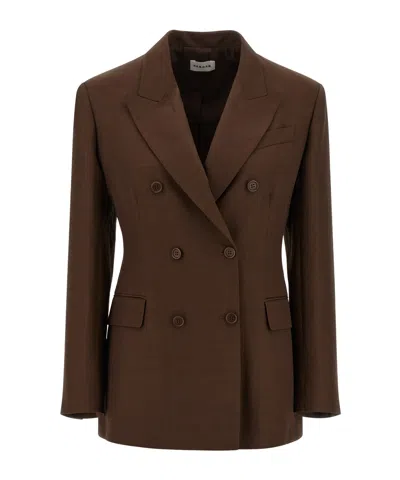 P.a.r.o.s.h Double Breasted Blazer Structured Shoulders In Brown