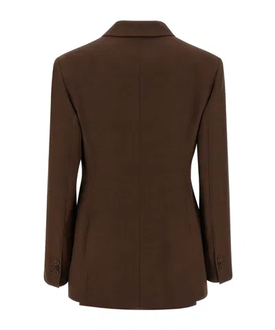 P.a.r.o.s.h Double Breasted Blazer Structured Shoulders In Brown