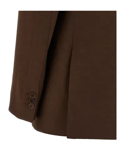 P.a.r.o.s.h Double Breasted Blazer Structured Shoulders In Brown