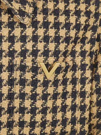 Valentino Patterned Pocket Coat In Black