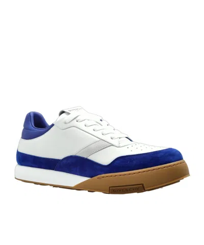 Givenchy Low Profile Sneakers Rubber Sole Suede Panels In Blue