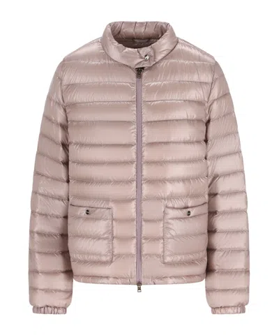 Herno High Collar Quilted Coat Side Pockets In Pink