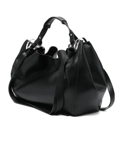 Diesel Leather Knot D Structured Handbag Top Handle In Black