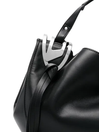 Diesel Leather Knot D Structured Handbag Top Handle In Black
