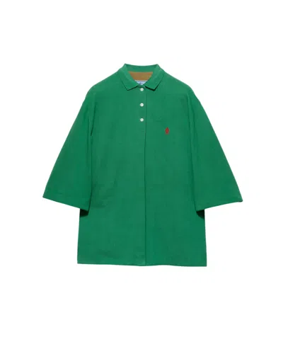 Prada Bicolor Polyethylene Biker Jacket In Green
