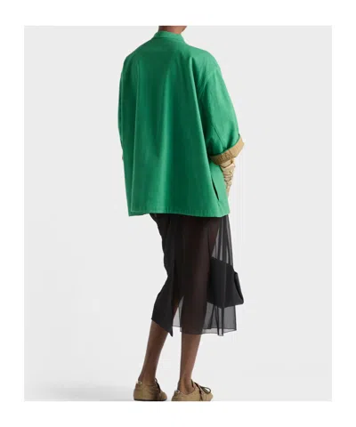 Prada Bicolor Polyethylene Biker Jacket In Green