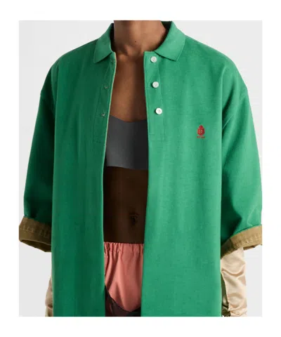 Prada Bicolor Polyethylene Biker Jacket In Green