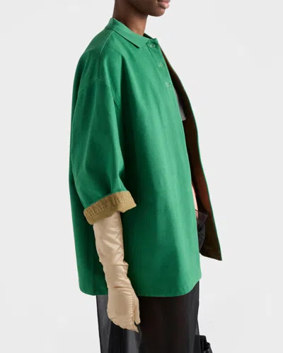 Prada Bicolor Polyethylene Biker Jacket In Green
