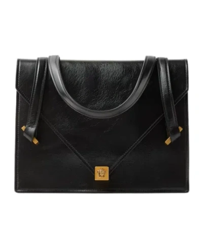 Versace Severine Leather Shoulder Bag In Black