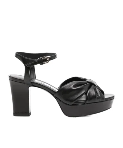 Jimmy Choo Heloise 80 Leather Platform Sandals In Black | ModeSens