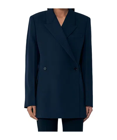 Jil Sander Double-breasted Wool Blazer In Blue