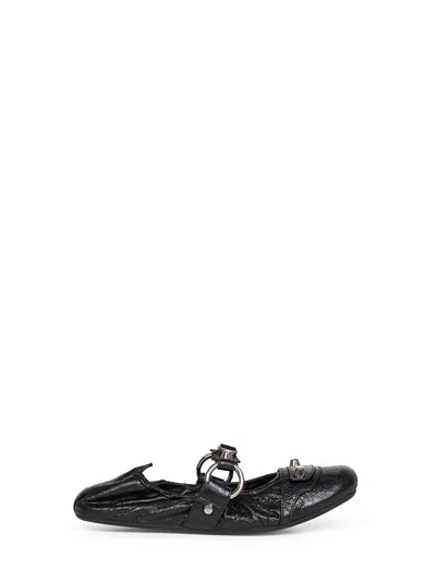 Balenciaga City Black Ballet Flats In Arena Lambskin Leather