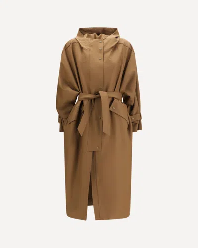 Max Mara Brown Polyester Coat In Green