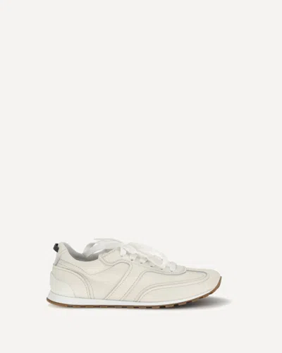 Brunello Cucinelli Grained Soft Leather Runners With Shiny Loops Shoes In White