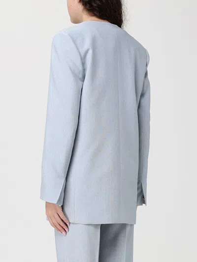 Alberta Ferretti Jacket Long Sleeves Padded Shoulders Buttons Lapels In Blue