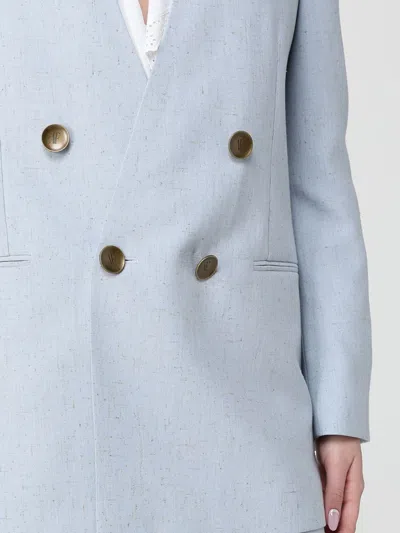 Alberta Ferretti Jacket Long Sleeves Padded Shoulders Buttons Lapels In Blue