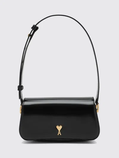 Ami Alexandre Mattiussi Paris Paris Black Shoulder Bag With Adc Plaque On The Front And Adjustable Shoulder Strap In Leather