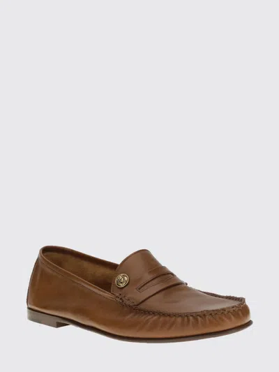 Versace Leather Loafers In Brown