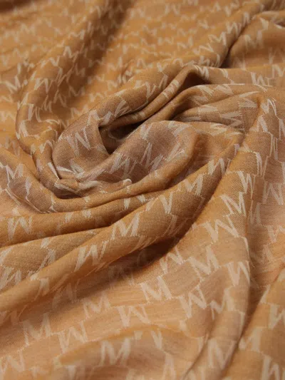 Max Mara Monogram Jacquard Scarf In Brown