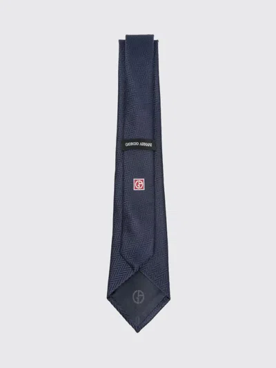 Giorgio Armani Chevron Pattern Tie Regular Width Textured In Blue