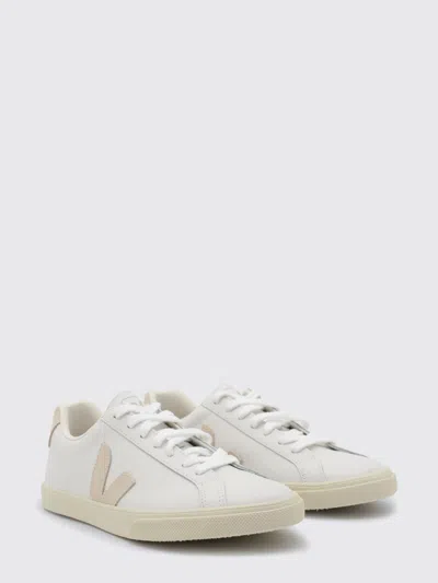 Veja White And Pink Leather Esplar Logo Sneakers