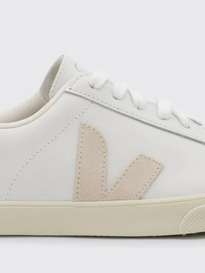 Veja White And Pink Leather Esplar Logo Sneakers