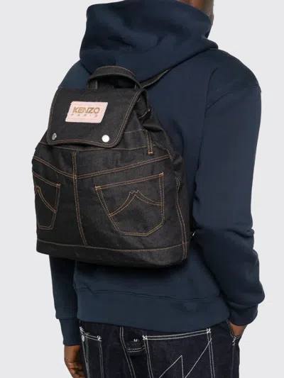 Kenzo Five Pocket Backpack Adjustable Straps Top Handle In Blue