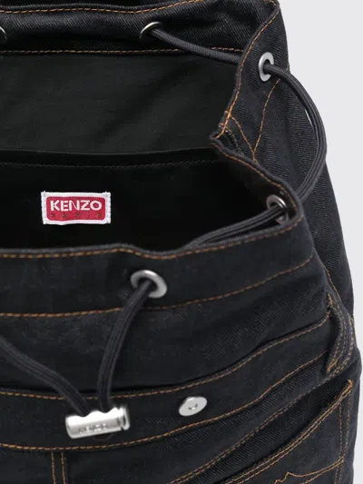 Kenzo Five Pocket Backpack Adjustable Straps Top Handle In Blue